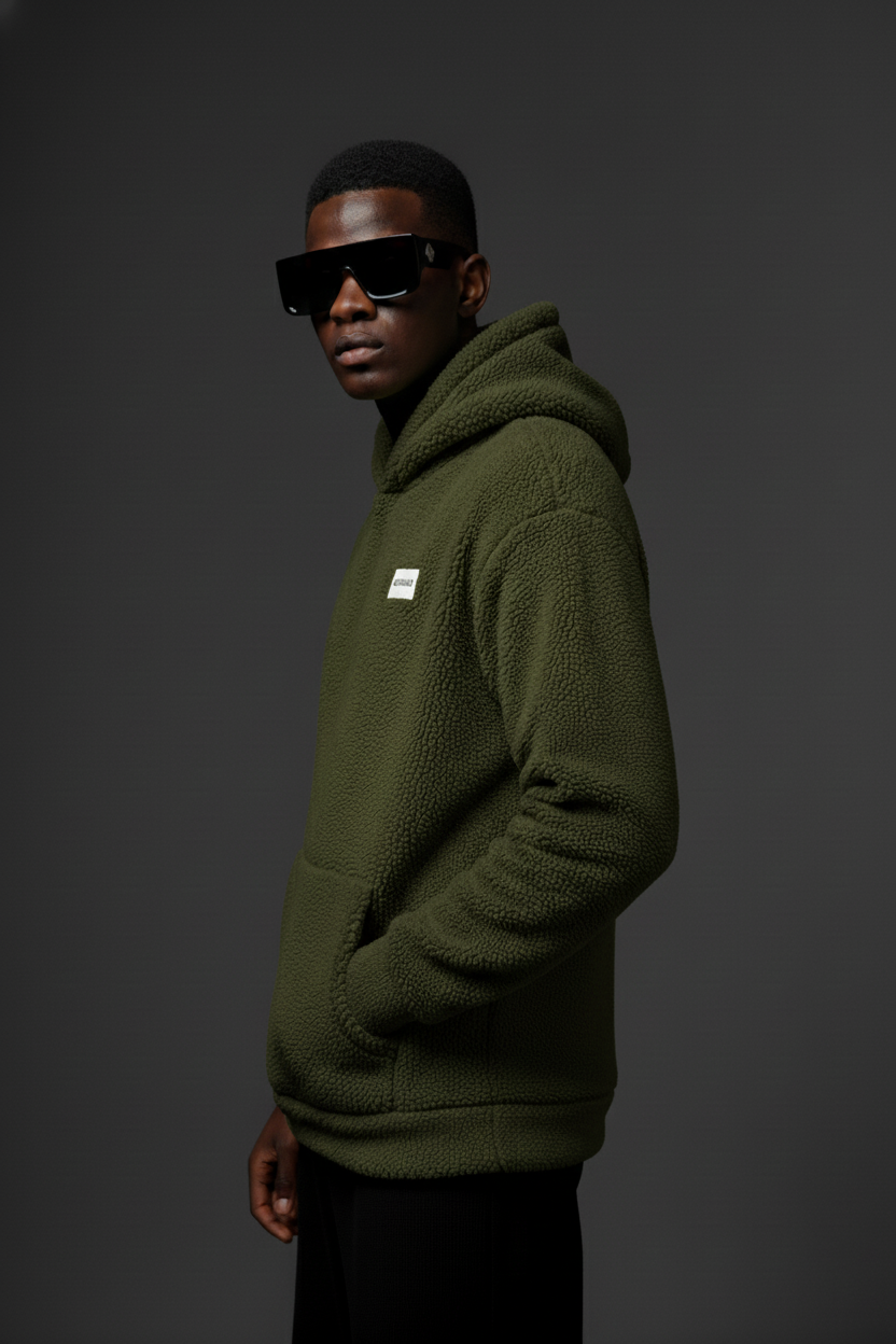 SHERPA HOODIE - OLIVE