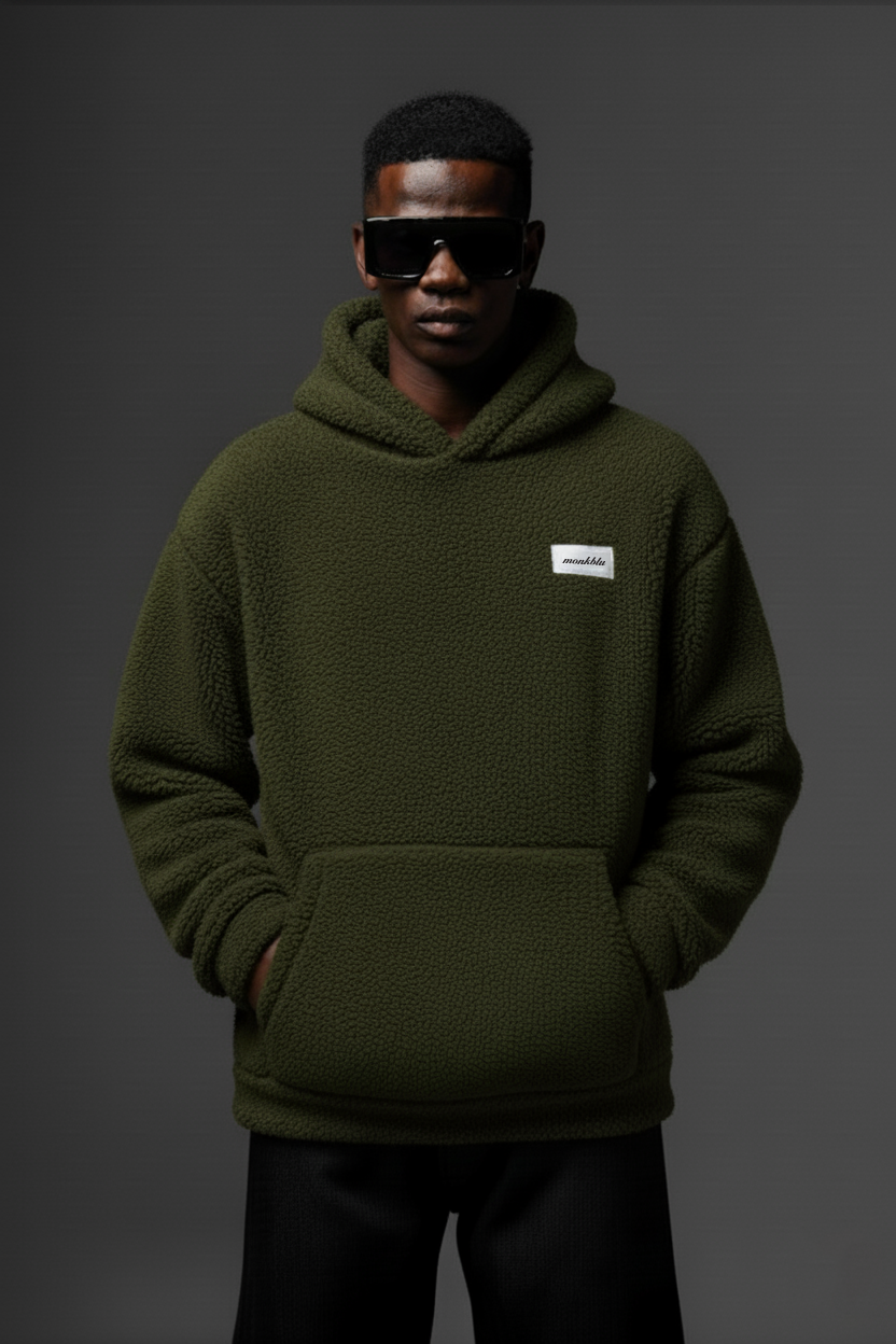 SHERPA HOODIE - OLIVE