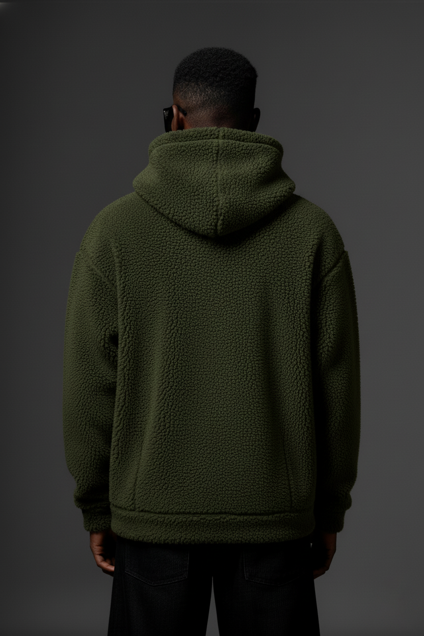 SHERPA HOODIE - OLIVE