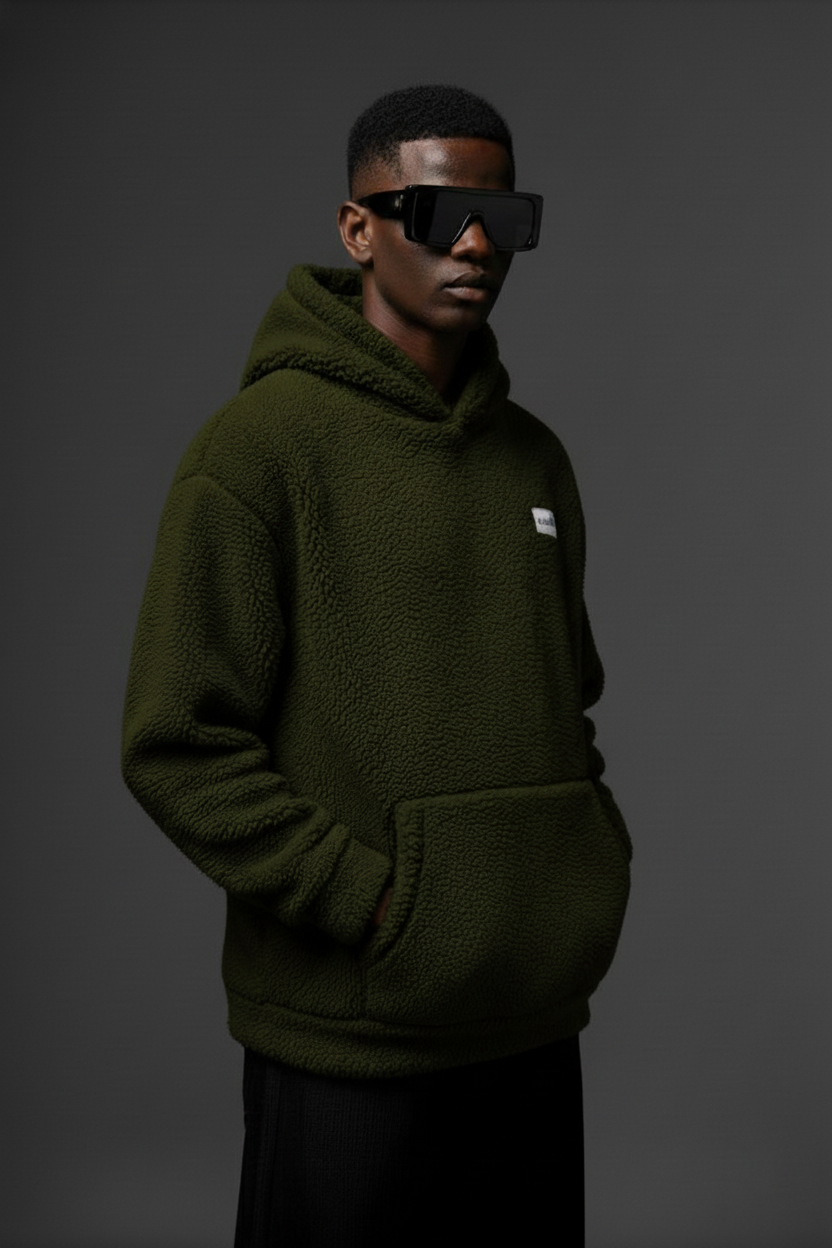SHERPA HOODIE - OLIVE